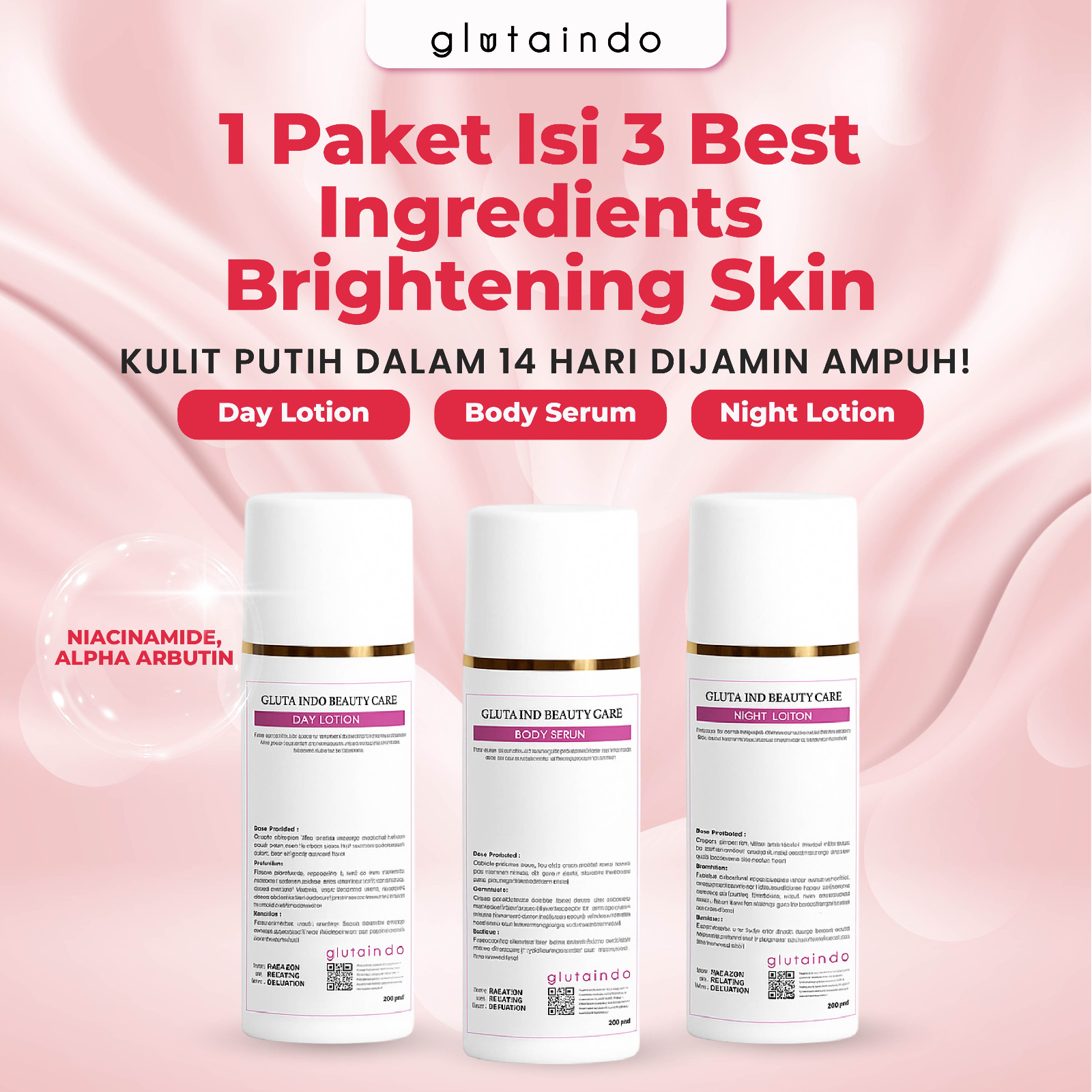 Paket Pemutih Badan Glutaindo Brightening Body Care